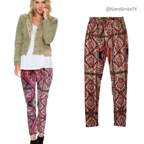 BILLABONG - Gypsy Den - Boho Print Plush Velvet Leggings - Picture 1 of 12